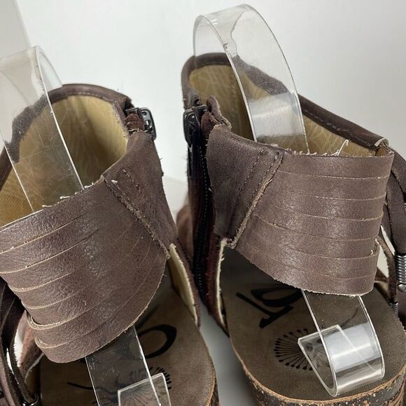 OTBT Free Spirit Chocolate Brown Suede Fringe Trim Slingback Sandals 9 - Picture 13 of 14